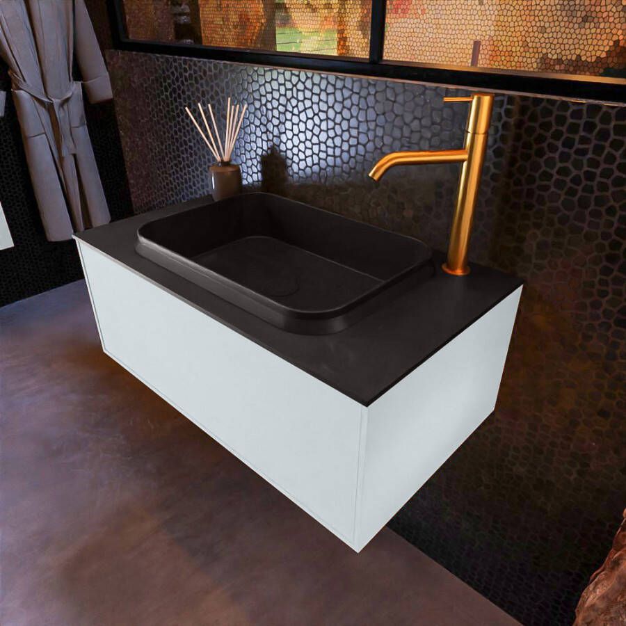 Mondiaz ERIN 80cm badmeubelset onderkast kleur Clay met 1 lade Wastafel RIDGE midden 1 kraangat kleur Urban ERIN10886 - Foto 2