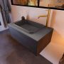 Mondiaz ERIN 80cm badmeubelset onderkast kleur Dark brown met 1 lade Wastafel RIDGE midden 1 kraangat kleur Dark grey ERIN12076 - Thumbnail 2