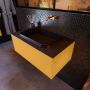 Mondiaz Badkamermeubelset Erin 80 cm met 1 Lade met RIDGE Wastafel Midden Urban Zonder Kraangaten Greeploos Mat Ocher - Thumbnail 2