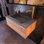 Mondiaz ERIN 80cm badmeubelset onderkast kleur Washed oak met 1 lade Wastafel RIDGE midden 1 kraangat kleur Dark grey ERIN12178 - Thumbnail 2