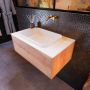 Mondiaz ERIN 80cm badmeubelset onderkast kleur Washed oak met 1 lade Wastafel RIDGE midden zonder kraangaten kleur Talc ERIN10681 - Thumbnail 2