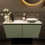 Mondiaz Fowy toiletmeubel 100x50x23cm army mat 1 kraangat wasbak: rechts 2 deuren solid surface met blad MDF kleur wasbak: Groen Wit FOWY59021armyarmy - Thumbnail 2