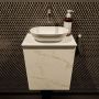 Mondiaz Fowy toiletmeubel 40x50x23cm Carrara mat 0 kraangaten wasbak: midden 1 deur solid surface met blad Melamine kleur wasbak: wit FOWY59003Carraratalc - Thumbnail 2