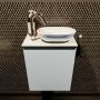 Mondiaz Fowy toiletmeubel 40x50x23cm clay mat 1 kraangat wasbak: rechts 1 deur solid surface met blad MDF kleur wasbak: Bruin Wit FOWY59002clayclay - Thumbnail 2