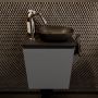 Mondiaz Fowy toiletmeubel 40x50x23cm dark grey mat 1 kraangat wasbak: rechts 1 deur solid surface met blad MDF kleur wasbak: zwart FOWY59002darkgreyurban - Thumbnail 2