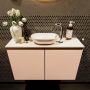 Mondiaz Fowy toiletmeubel 80x50x23cm rosee mat 1 kraangat wasbak: midden 2 deuren solid surface met blad MDF kleur wasbak: Roze Wit FOWY59013roseerosee - Thumbnail 2