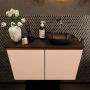 Mondiaz Fowy toiletmeubel 80x50x23cm rosee mat 0 kraangaten wasbak: rechts 2 deuren solid surface met blad MDF kleur wasbak: zwart FOWY59018roseeurban - Thumbnail 2