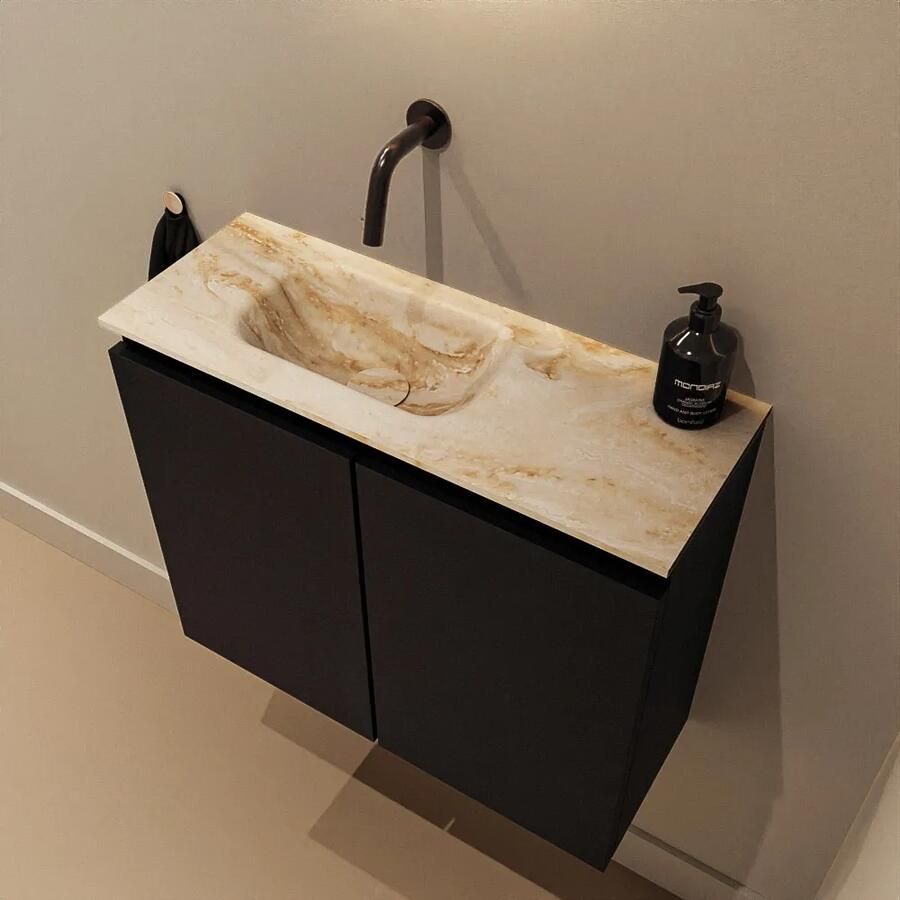 Mondiaz SCHADEMODEL: Ture DLux toiletmeubel 60cm urban met wastafel frappe links zonder kraangat