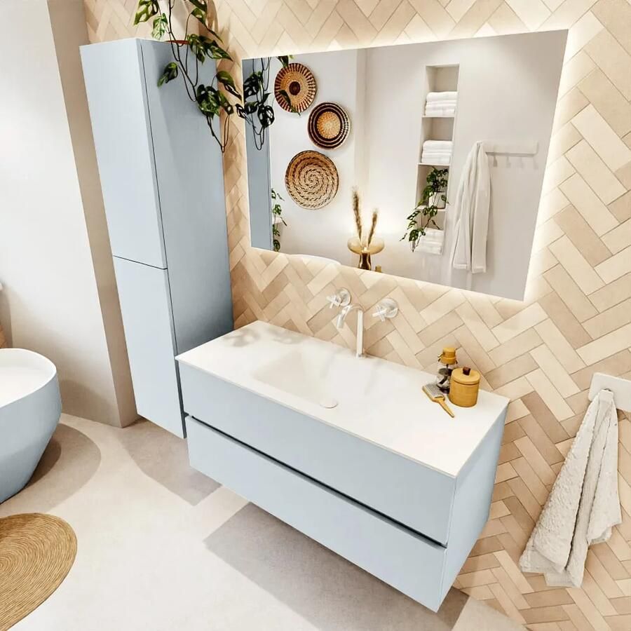 Mondiaz VICA 110cm badmeubel onderkast Clay 2 lades. Wastafel CLOUD midden 1 kraangat kleur Talc. - Foto 2
