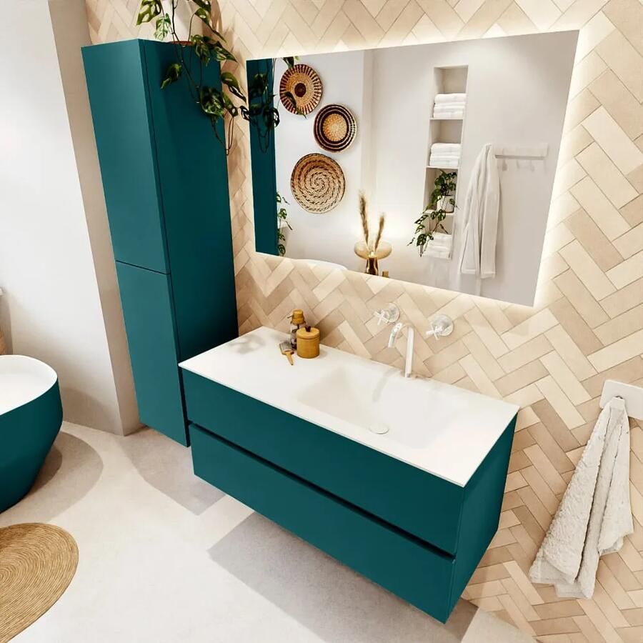 Mondiaz VICA 110cm badmeubel onderkast Smag 2 lades. Wastafel CLOUD rechts 1 kraangat kleur Talc.