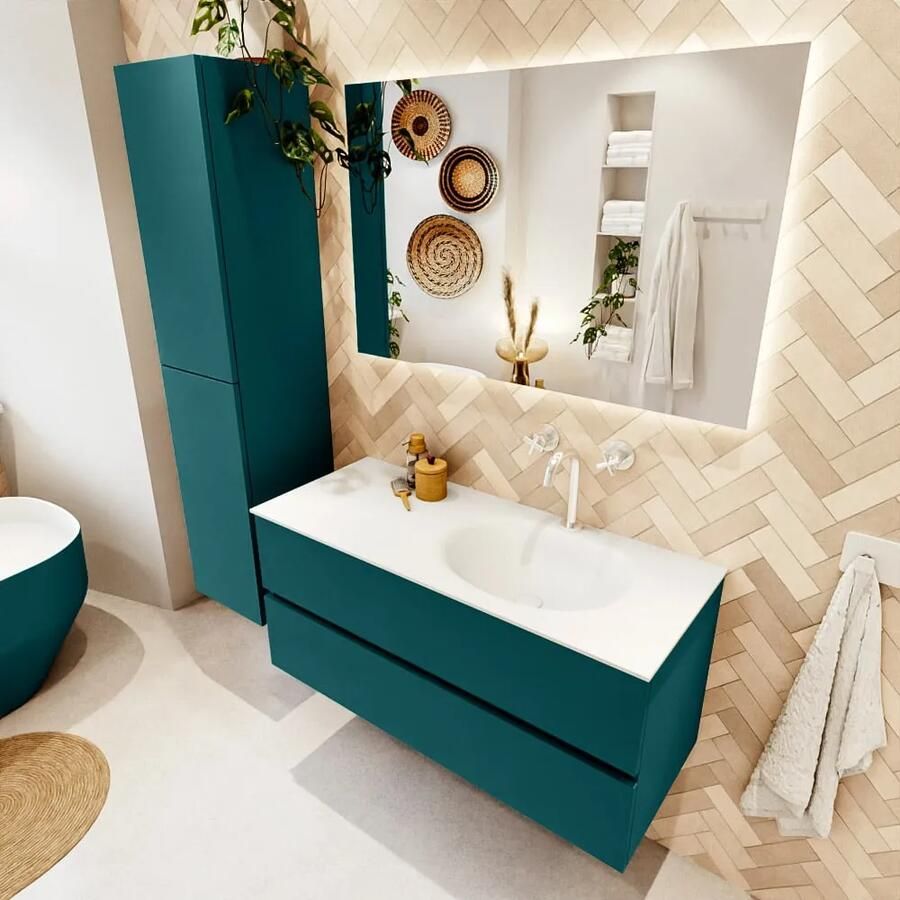 Mondiaz VICA 110cm badmeubel onderkast Smag 2 lades. Wastafel MOON rechts 1 kraangat kleur Talc. - Foto 2