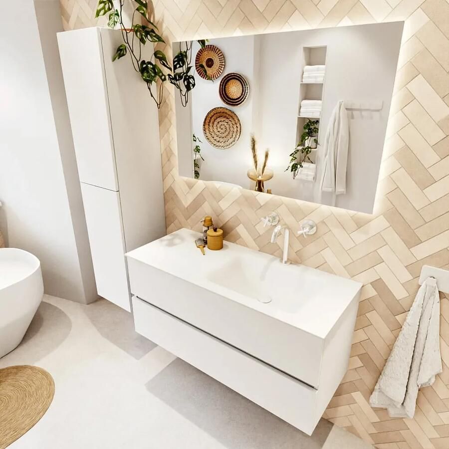 Mondiaz VICA 110cm badmeubel onderkast Talc 2 lades. Wastafel CLOUD rechts 1 kraangat kleur Talc. - Foto 2