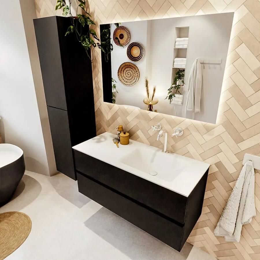 Mondiaz VICA 110cm badmeubel onderkast Urban 2 lades. Wastafel CLOUD rechts 1 kraangat kleur Talc. - Foto 2