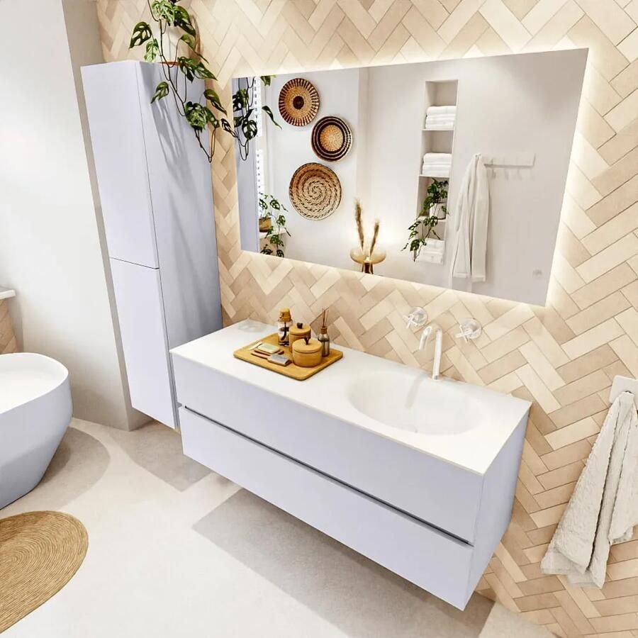 Mondiaz VICA 130cm badmeubel onderkast Cale 2 lades. Wastafel MOON rechts 1 kraangat kleur Talc. - Foto 2