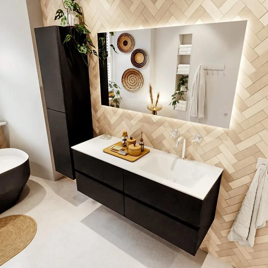 Mondiaz VICA 130cm badmeubel onderkast Urban 4 lades. Wastafel CLOUD rechts 1 kraangat kleur Talc. - Foto 2