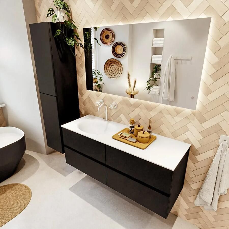 Mondiaz VICA 130cm badmeubel onderkast Urban 4 lades. Wastafel MOON links 1 kraangat kleur Talc. - Foto 2