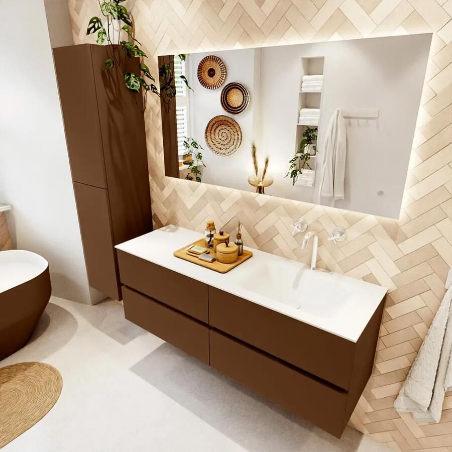 Mondiaz VICA 140cm badmeubel onderkast Rust 4 lades. Wastafel CLOUD rechts 1 kraangat kleur Talc. - Foto 2