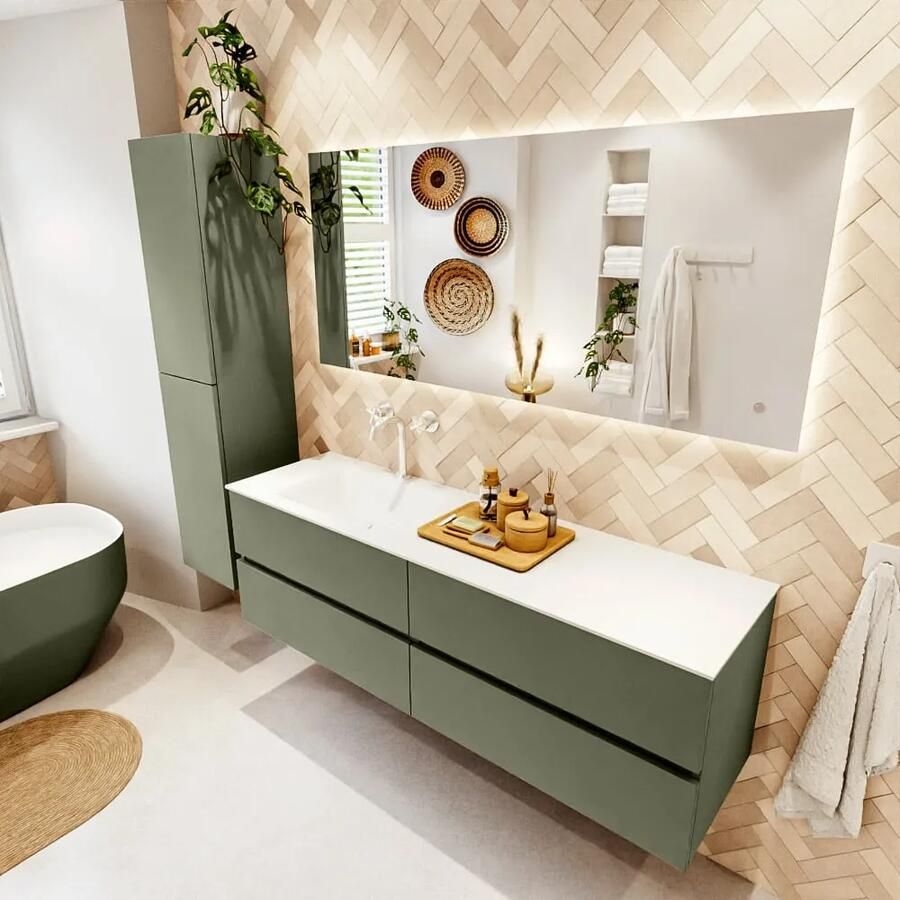 Mondiaz VICA 160cm badmeubel onderkast Army 4 lades. Wastafel CLOUD links 1 kraangat kleur Talc. - Foto 2