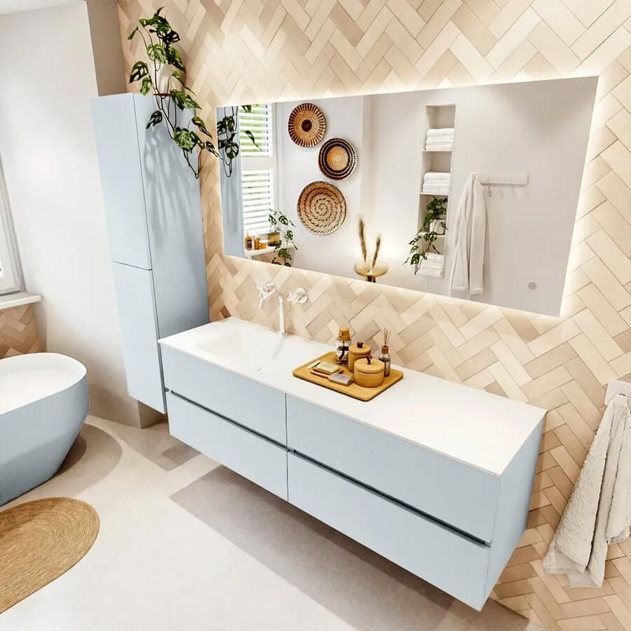 Mondiaz VICA 160cm badmeubel onderkast Clay 4 lades. Wastafel CLOUD links 1 kraangat kleur Talc. - Foto 2