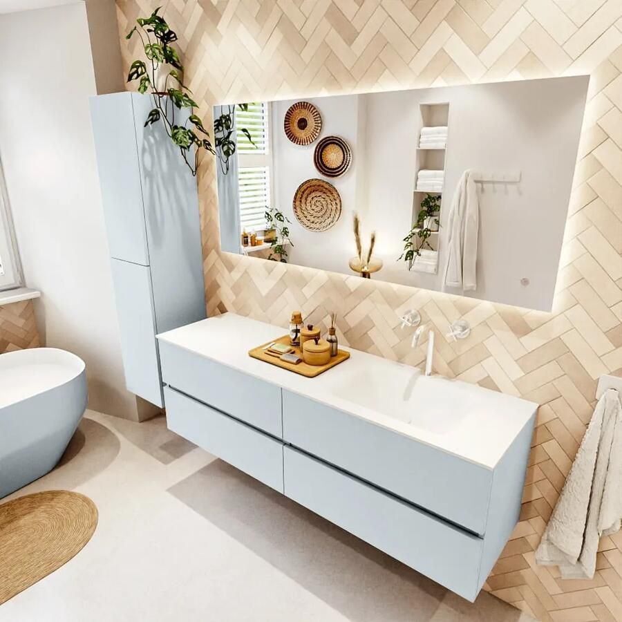 Mondiaz VICA 160cm badmeubel onderkast Clay 4 lades. Wastafel CLOUD rechts 1 kraangat kleur Talc. - Foto 2