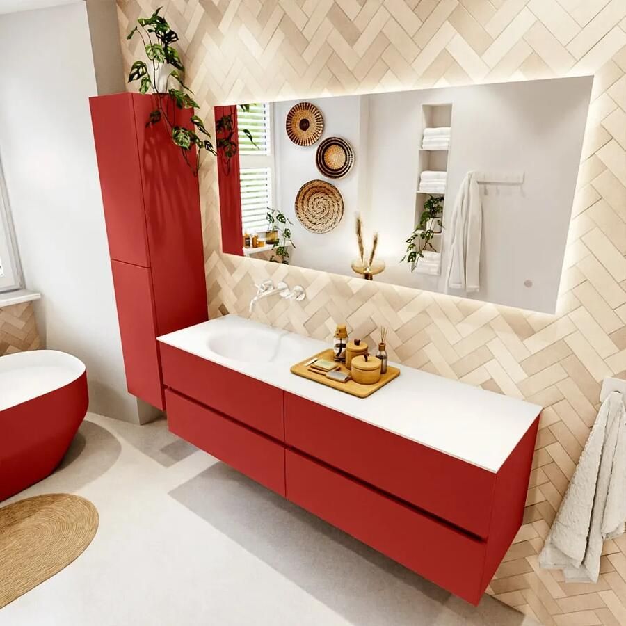 Mondiaz VICA 160cm badmeubel onderkast Fire 4 lades. Wastafel MOON links zonder kraangat kleur Talc. - Foto 2