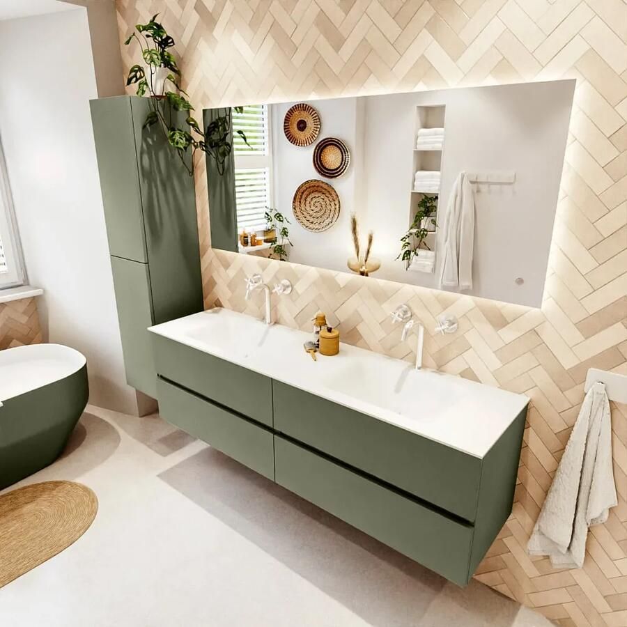 Mondiaz VICA 170cm badmeubel onderkast Army 4 lades. Wastafel CLOUD dubbel 2 kraangaten kleur Talc. - Foto 2