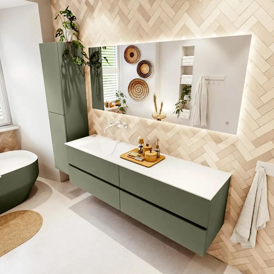 Mondiaz VICA 170cm badmeubel onderkast Army 4 lades. Wastafel CLOUD links zonder kraangat kleur Talc. - Foto 2