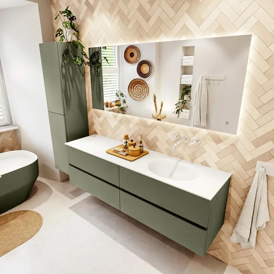 Mondiaz VICA 170cm badmeubel onderkast Army 4 lades. Wastafel MOON rechts zonder kraangat kleur Talc. - Foto 2