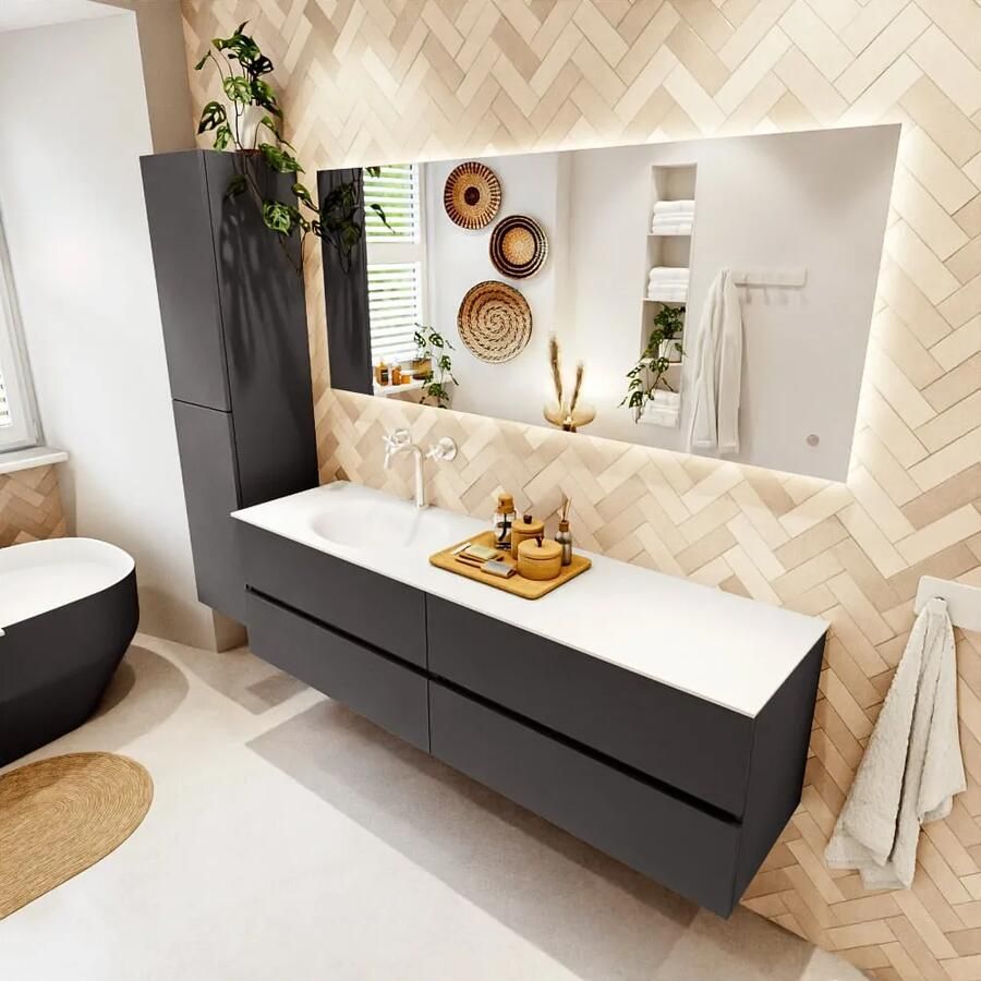 Mondiaz VICA 170cm badmeubel onderkast Dark Grey 4 lades. Wastafel MOON links 1 kraangat kleur Talc. - Foto 2