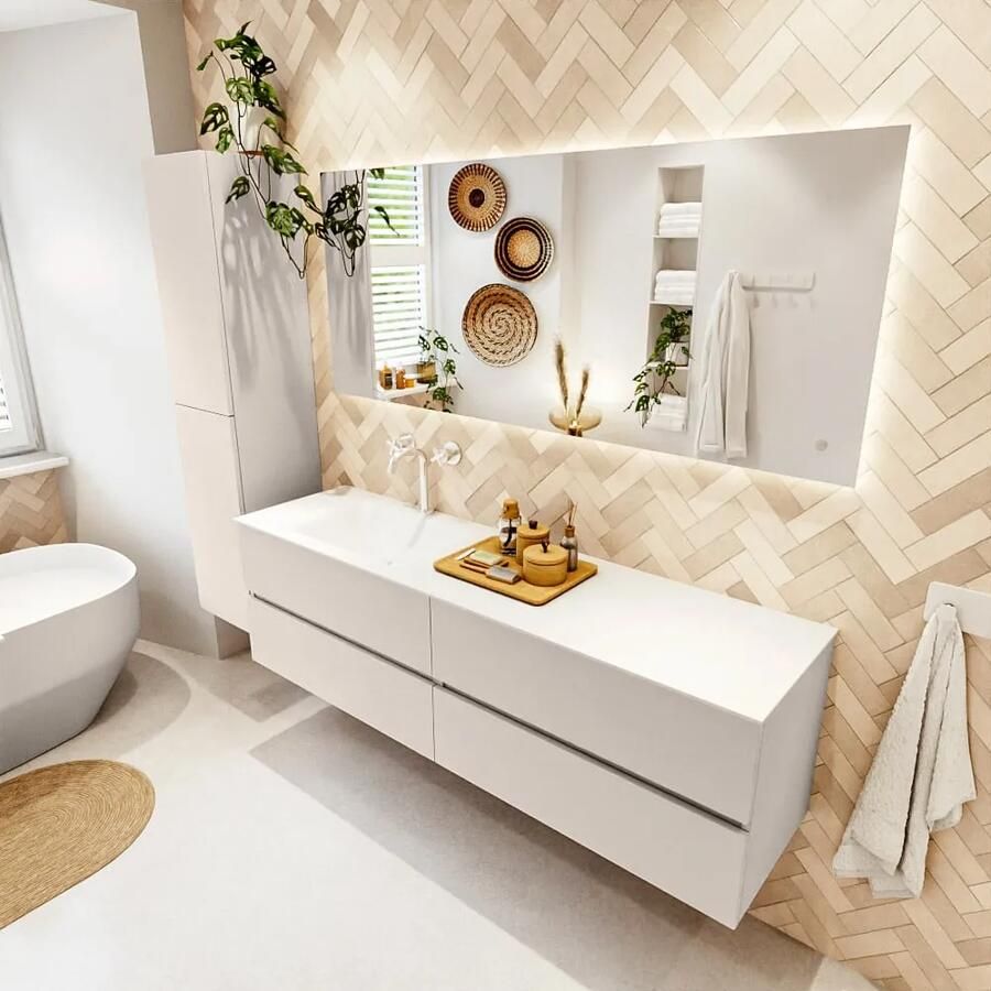 Mondiaz VICA 170cm badmeubel onderkast Linen 4 lades. Wastafel CLOUD links 1 kraangat kleur Talc. - Foto 2