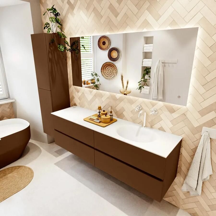 Mondiaz VICA 170cm badmeubel onderkast Rust 4 lades. Wastafel MOON rechts 1 kraangat kleur Talc. - Foto 2