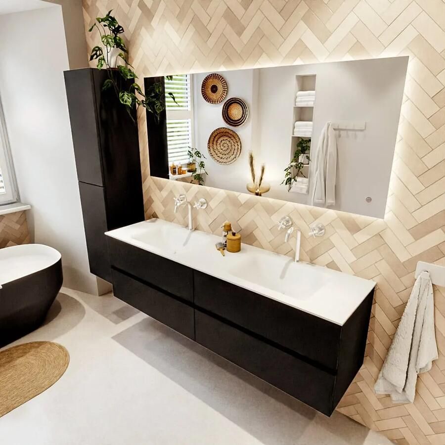 Mondiaz VICA 170cm badmeubel onderkast Urban 4 lades. Wastafel CLOUD dubbel 2 kraangaten kleur Talc. - Foto 2