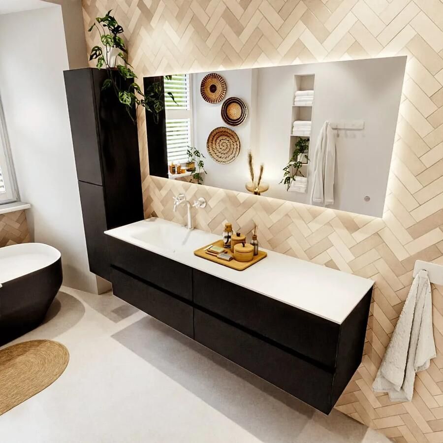 Mondiaz VICA 170cm badmeubel onderkast Urban 4 lades. Wastafel CLOUD links 1 kraangat kleur Talc. - Foto 2