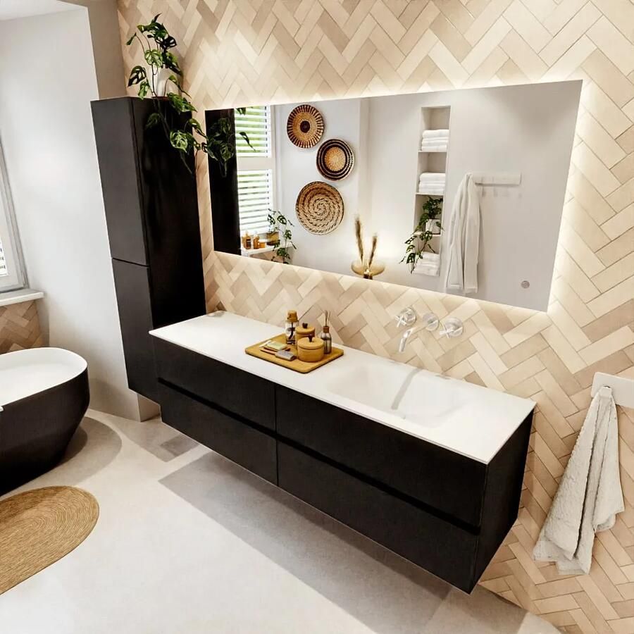 Mondiaz VICA 170cm badmeubel onderkast Urban 4 lades. Wastafel CLOUD rechts zonder kraangat kleur Talc. - Foto 2