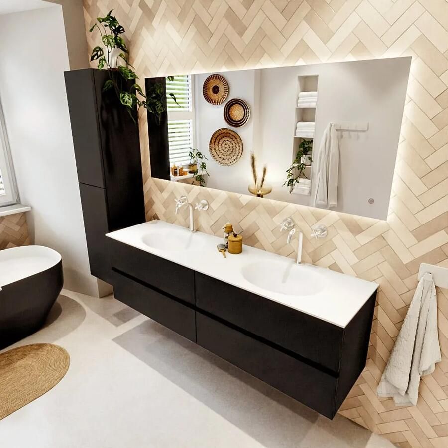 Mondiaz VICA 170cm badmeubel onderkast Urban 4 lades. Wastafel MOON dubbel 2 kraangaten kleur Talc. - Foto 2