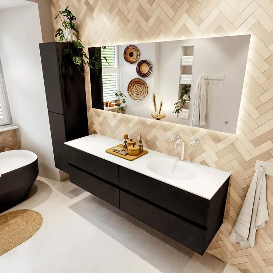 Mondiaz VICA 170cm badmeubel onderkast Urban 4 lades. Wastafel MOON rechts 1 kraangat kleur Talc. - Foto 2