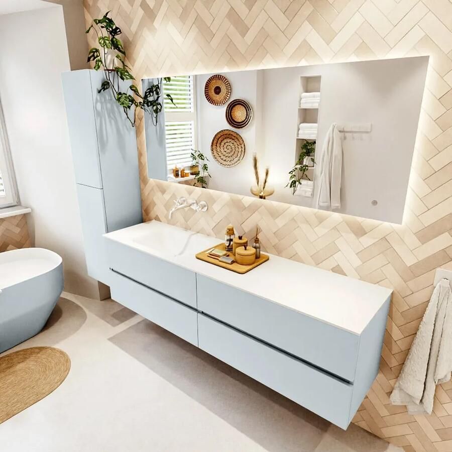 Mondiaz VICA 180cm badmeubel onderkast Clay 4 lades. Wastafel CLOUD links zonder kraangat kleur Talc. - Foto 2