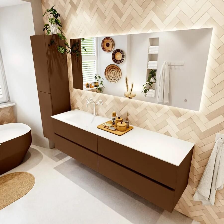 Mondiaz VICA 180cm badmeubel onderkast Rust 4 lades. Wastafel CLOUD links 1 kraangat kleur Talc. - Foto 2