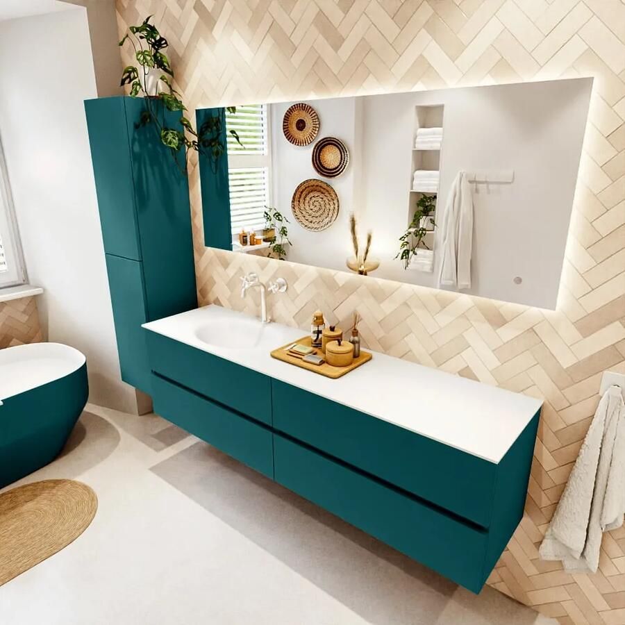 Mondiaz VICA 180cm badmeubel onderkast Smag 4 lades. Wastafel MOON links 1 kraangat kleur Talc. - Foto 2