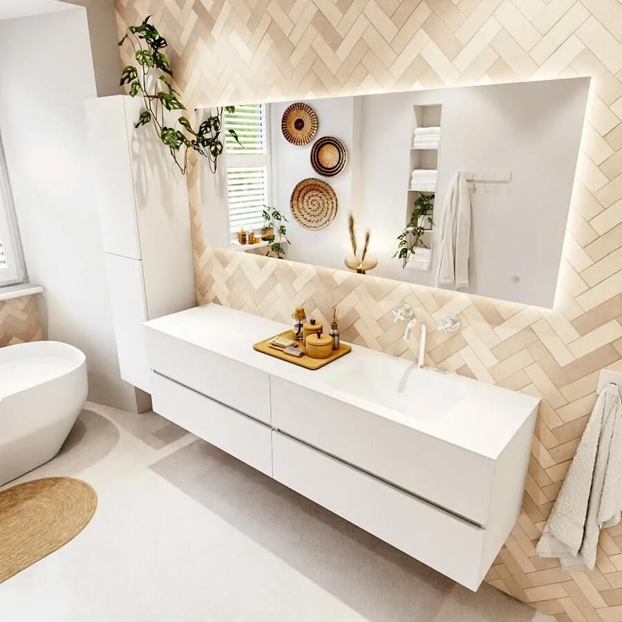 Mondiaz VICA 180cm badmeubel onderkast Talc 4 lades. Wastafel CLOUD rechts 1 kraangat kleur Talc. - Foto 2