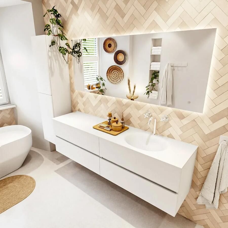 Mondiaz VICA 180cm badmeubel onderkast Talc 4 lades. Wastafel MOON rechts 1 kraangat kleur Talc. - Foto 2