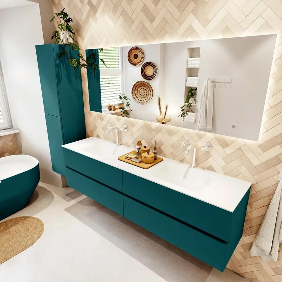 Mondiaz VICA 190cm badmeubel onderkast Smag 4 lades. Wastafel CLOUD dubbel 2 kraangaten kleur Talc. - Foto 2