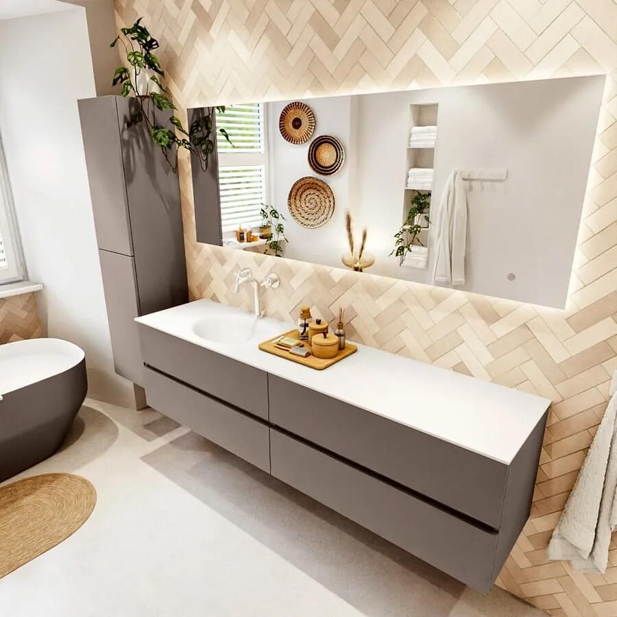 Mondiaz VICA 190cm badmeubel onderkast Smoke 4 lades. Wastafel MOON links 1 kraangat kleur Talc. - Foto 2