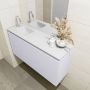 Mondiaz OLAN Toiletmeubel 100x30x40cm met 1 kraangaten 1 lades cale mat Wastafel Lex links Solid Surface Wit FK75342656 - Thumbnail 3