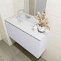 Mondiaz OLAN Toiletmeubel 100x30x40cm met 0 kraangaten 1 lades cale mat Wastafel Lex links Solid Surface Wit FK75342657 - Thumbnail 3