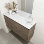 Mondiaz OLAN Toiletmeubel 100x30x40cm met 1 kraangaten 1 lades dark brown mat Wastafel Lex rechts Solid Surface Wit FK75342716 - Thumbnail 3