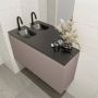 Mondiaz OLAN Toiletmeubel 100x30x40cm met 1 kraangaten 1 lades smoke mat Wastafel Lex links Solid Surface Zwart FK75342859 - Thumbnail 3