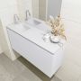 Mondiaz OLAN Toiletmeubel 100x30x40cm met 1 kraangaten 1 lades talc mat Wastafel Lex links Solid Surface Wit FK75342424 - Thumbnail 3