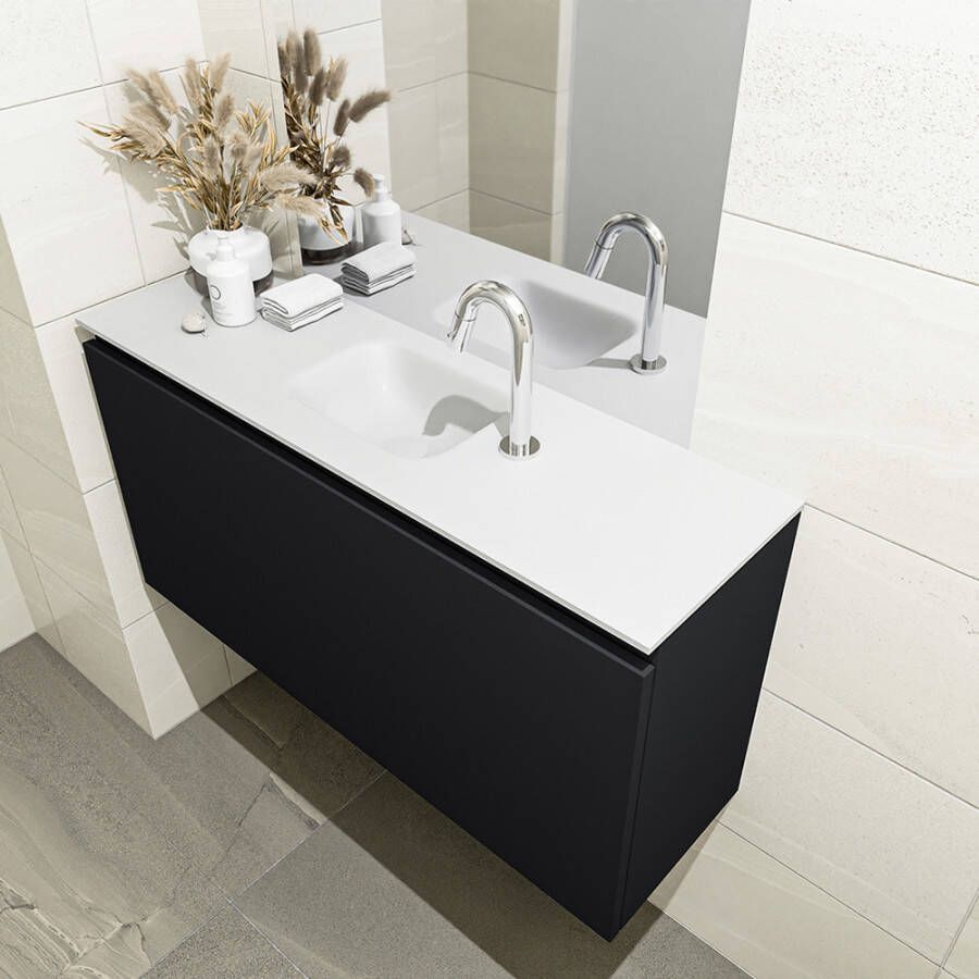 Mondiaz OLAN Toiletmeubel 100x30x40cm met 1 kraangaten 1 lades urban mat Wastafel Lex midden Solid Surface Wit FK75342451