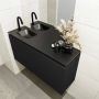 Mondiaz OLAN Toiletmeubel 100x30x40cm met 1 kraangaten 1 lades urban mat Wastafel Lex links Solid Surface Zwart FK75342801 - Thumbnail 3